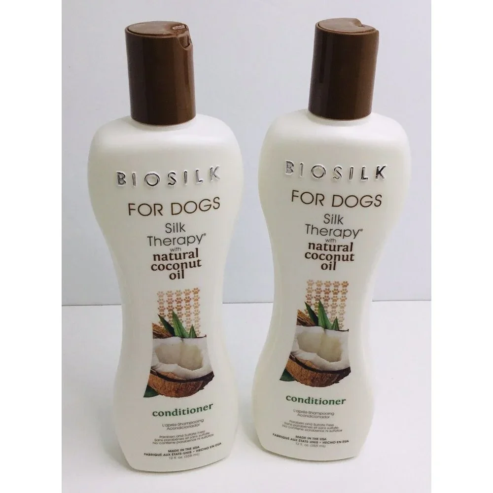 2 Dogs Fur Conditioner’s  Detangled Natural Coconut Oil BIOSILK Silk Therapy New